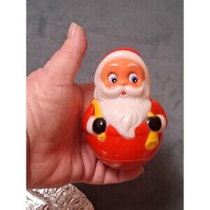 Vintage Santa Claus Roly Poly Wobble Plastic Christmas Figure